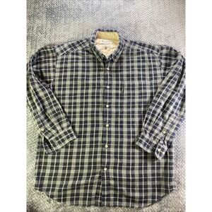 Columbia Mens Large Button Down Flannel Shirt Blue Plaid Long Sleeve Pocket